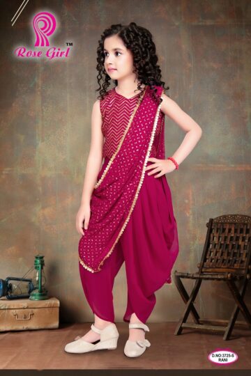 Golden Radiance Saree Dhoti Set For Your Little Princess - Pink