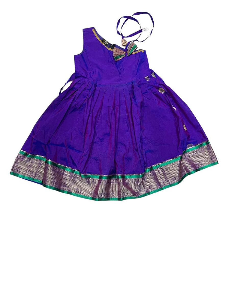 Elegant Purple Baby Girl Dress with Golden Accents