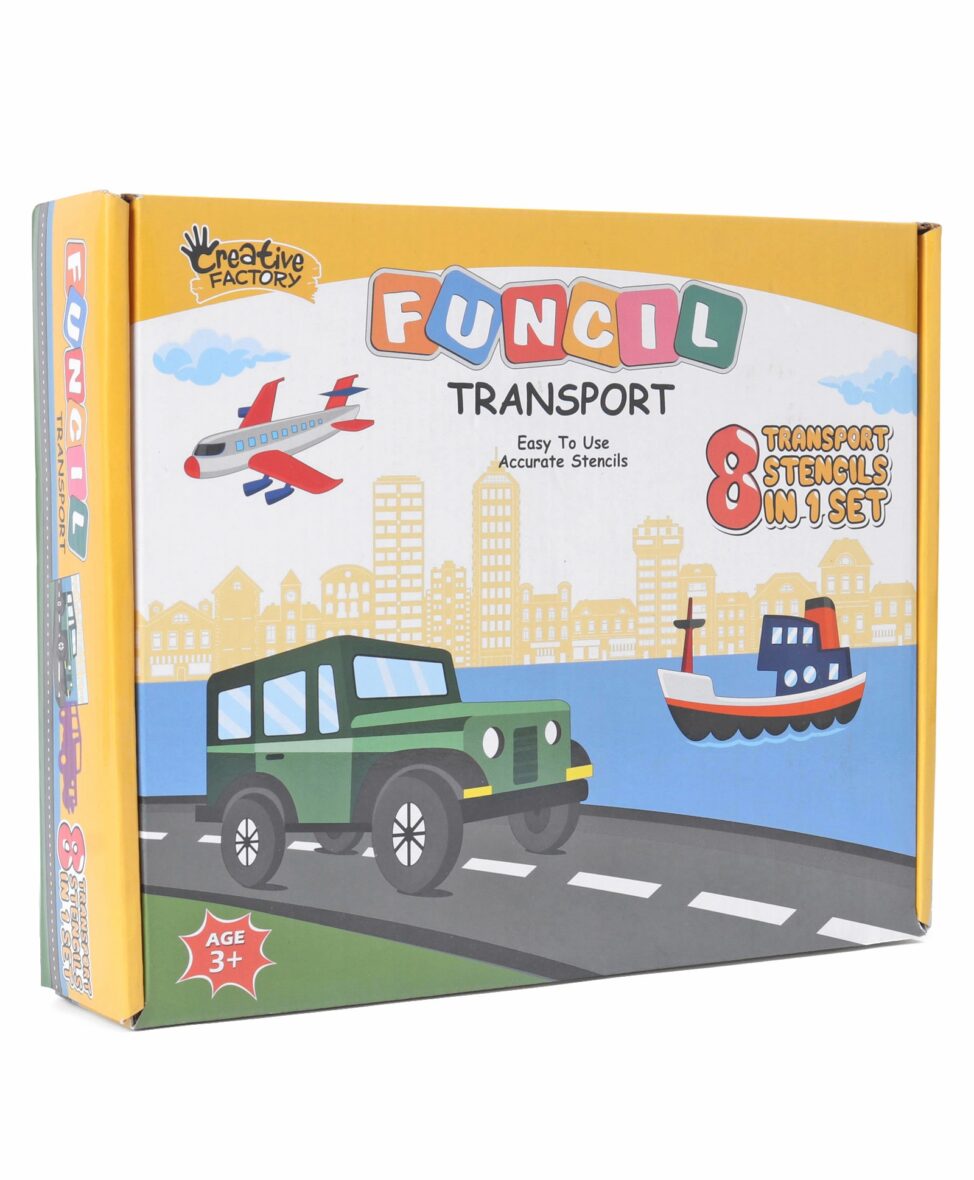 Funcil Transport Stencil Art Kit – Creative Drawing and Coloring Set for Kids