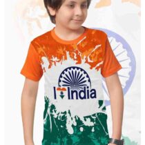 Tricolor T-shirt-I Love India with Ashoka Chakra