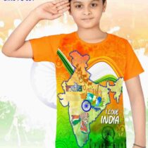 Tricolor T-shirt-I Love India with Map