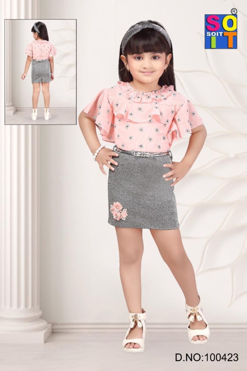 Adorable Pink Floral and Grey – One Piece For Girls