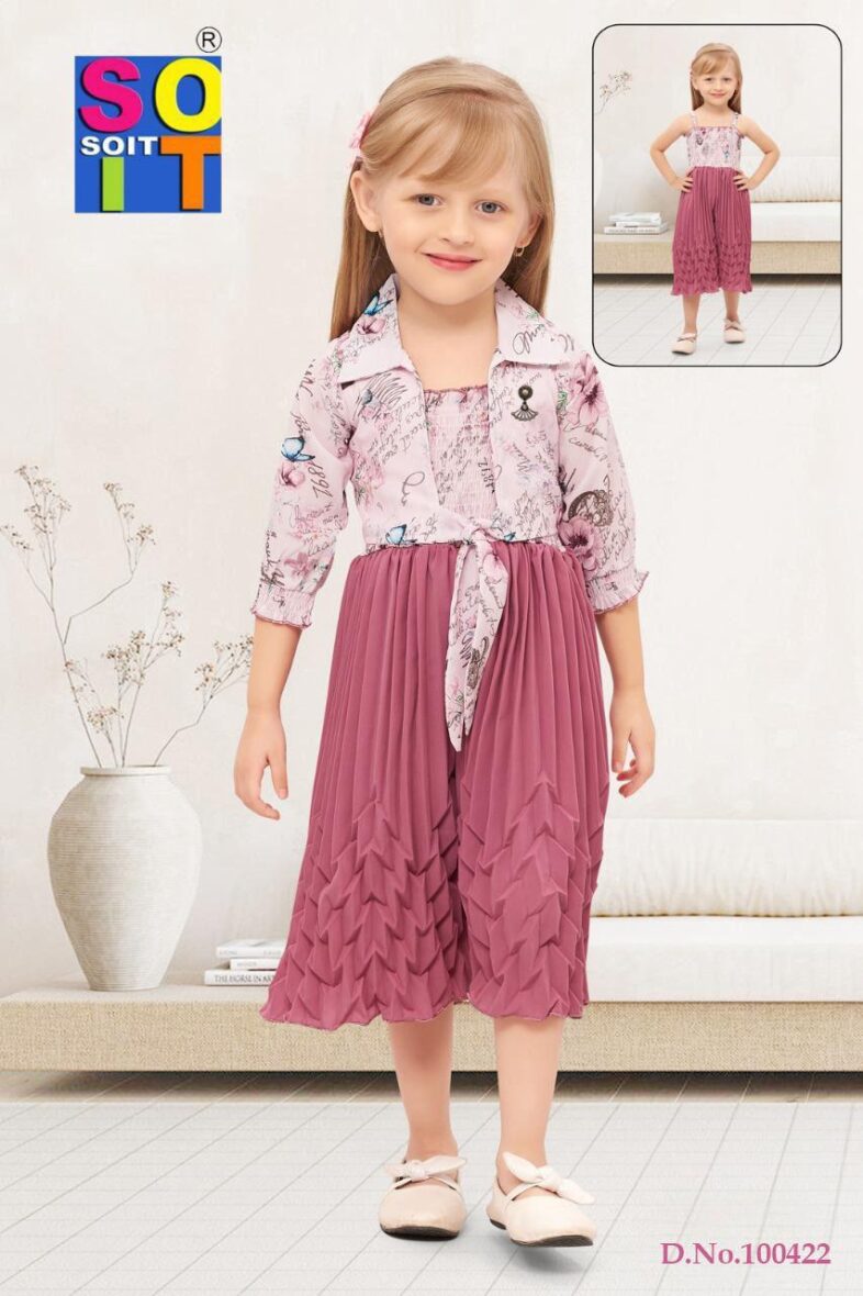 Girls Jumpsuit With Floral Removable Jacket