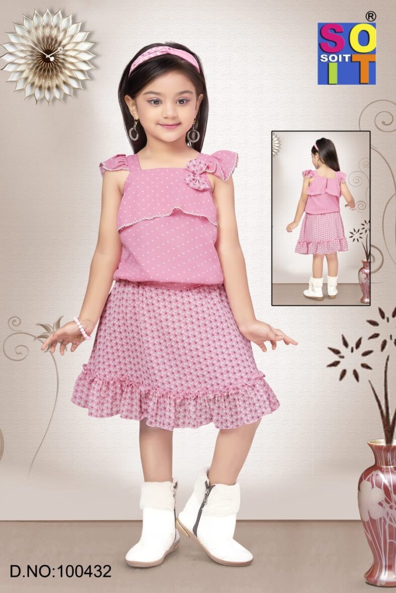 Adorable Pink Polka Dot and Floral Dress Set- Skirt Top