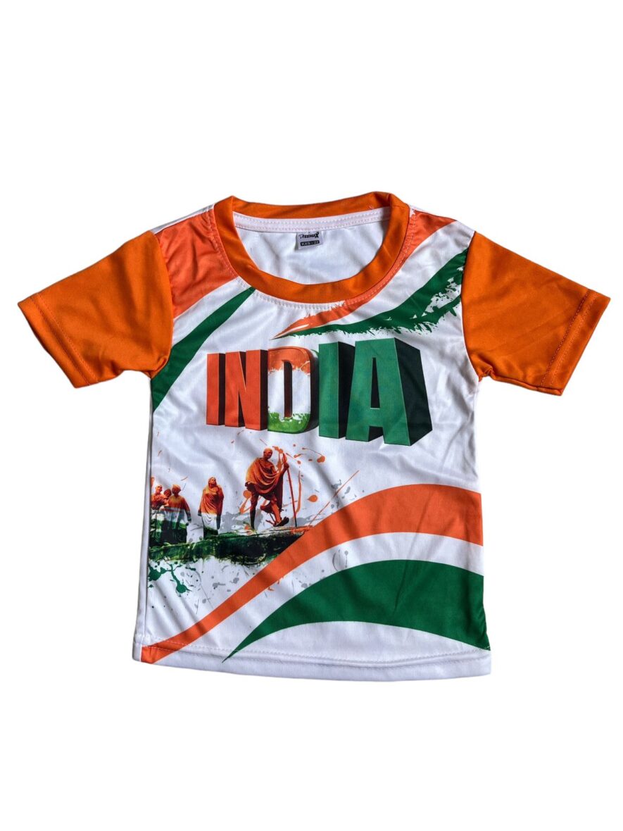 Patriotic Kids’ India T-Shirt with Mahatma Gandhi Print