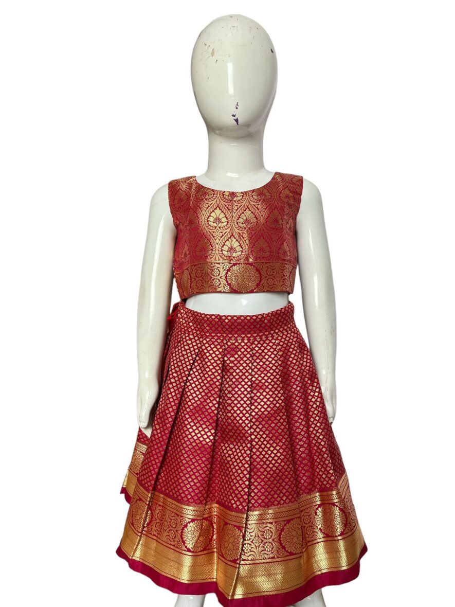 Traditional Red & Gold Ghagra Choli for Girls