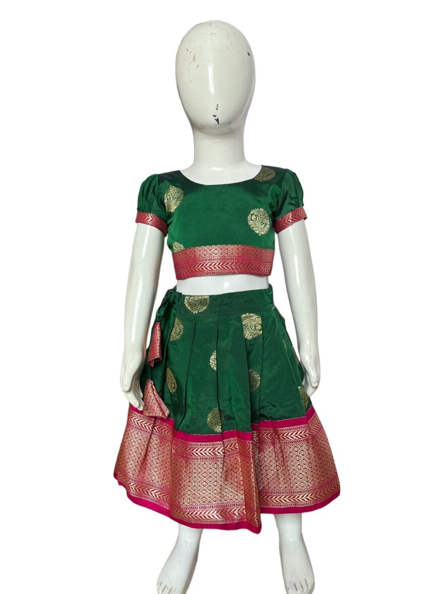 Traditional Green & Pink Lehenga Choli for Girls – Festive Ethnic Wear