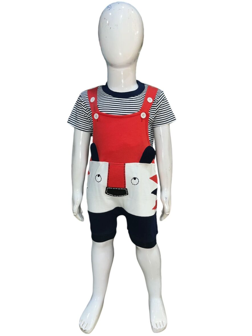 Playful Red Dungaree Set for Boys