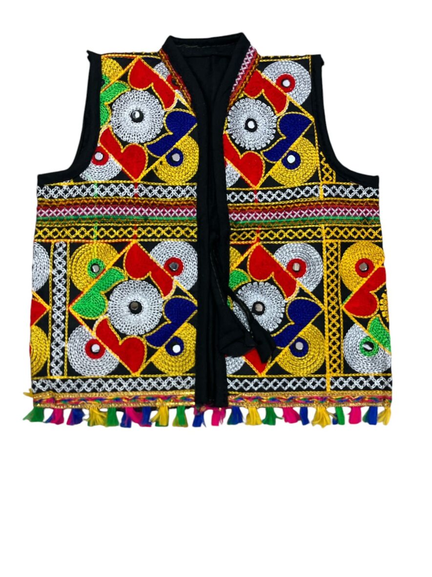 Vibrant Embroidered Kid’s Traditional Gujarati Jacket For Navratri