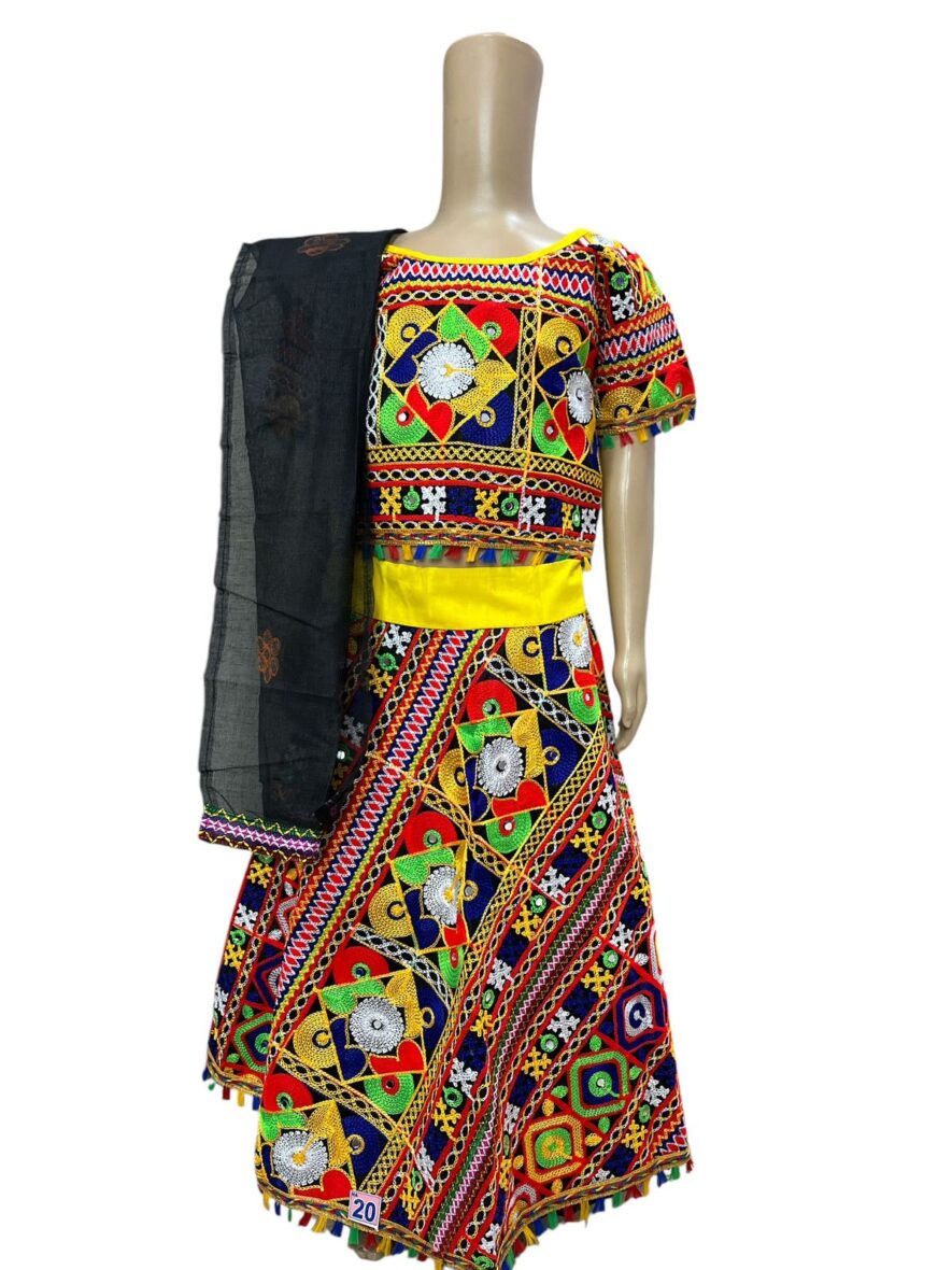 Traditional Kutch Embroidered Garba Dress for Girls