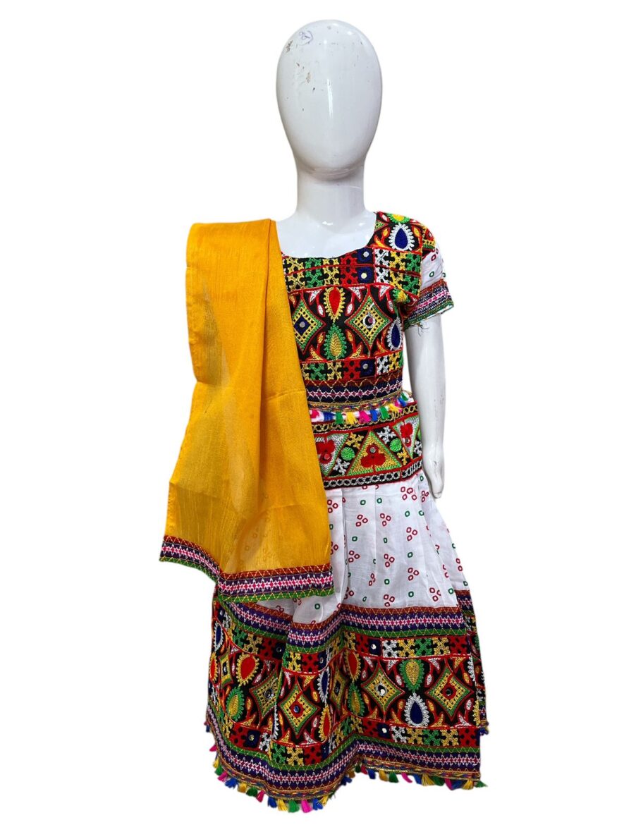 Traditional Gujarati Ghagra Choli / Garba Dress for Girls with Kutch Embroidery