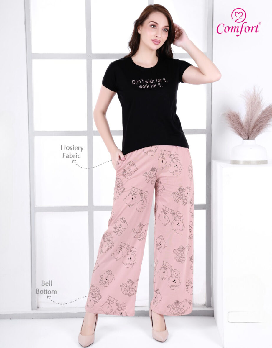 Comfort Women’s Dreamy Set – Chic Comfort Loungewear Set Motivational Tee & Trendy Bell Bottom Pants