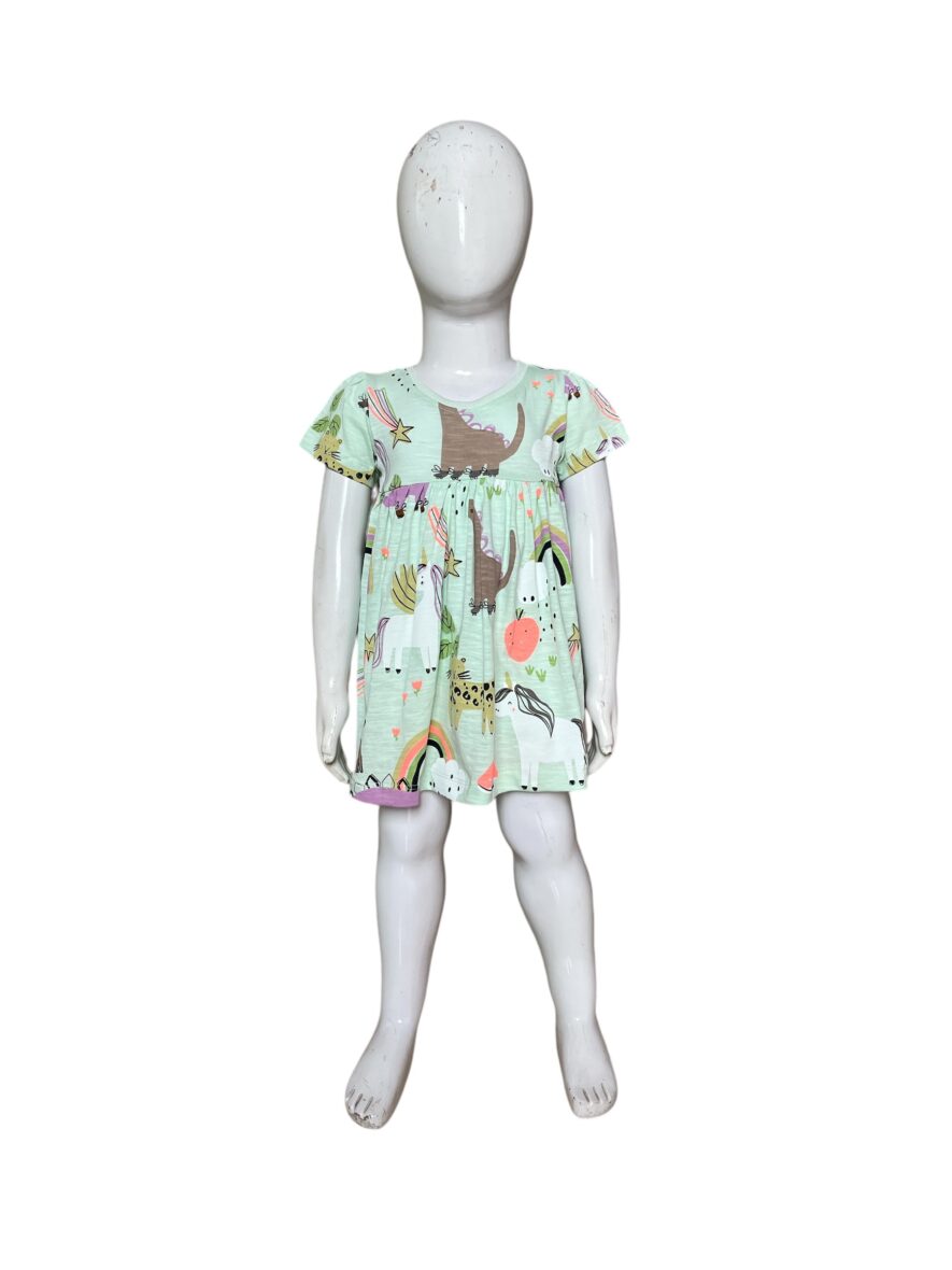 Kids’ Dino Themed Mint Green Summer Dress