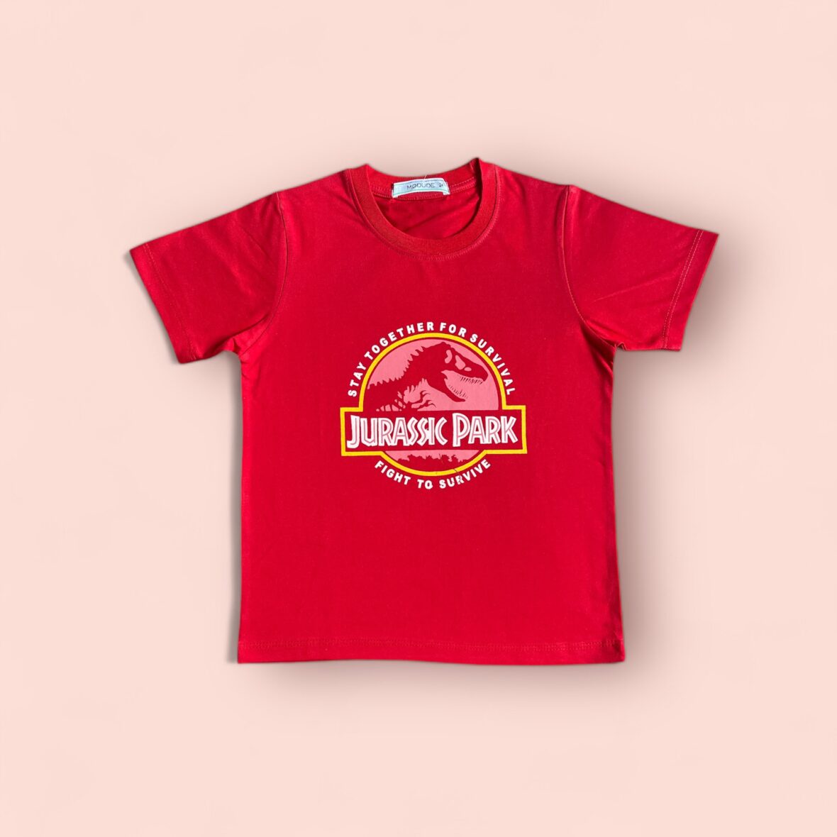 Kids’ Jurassic Park T-Shirt – Red Dinosaur Print