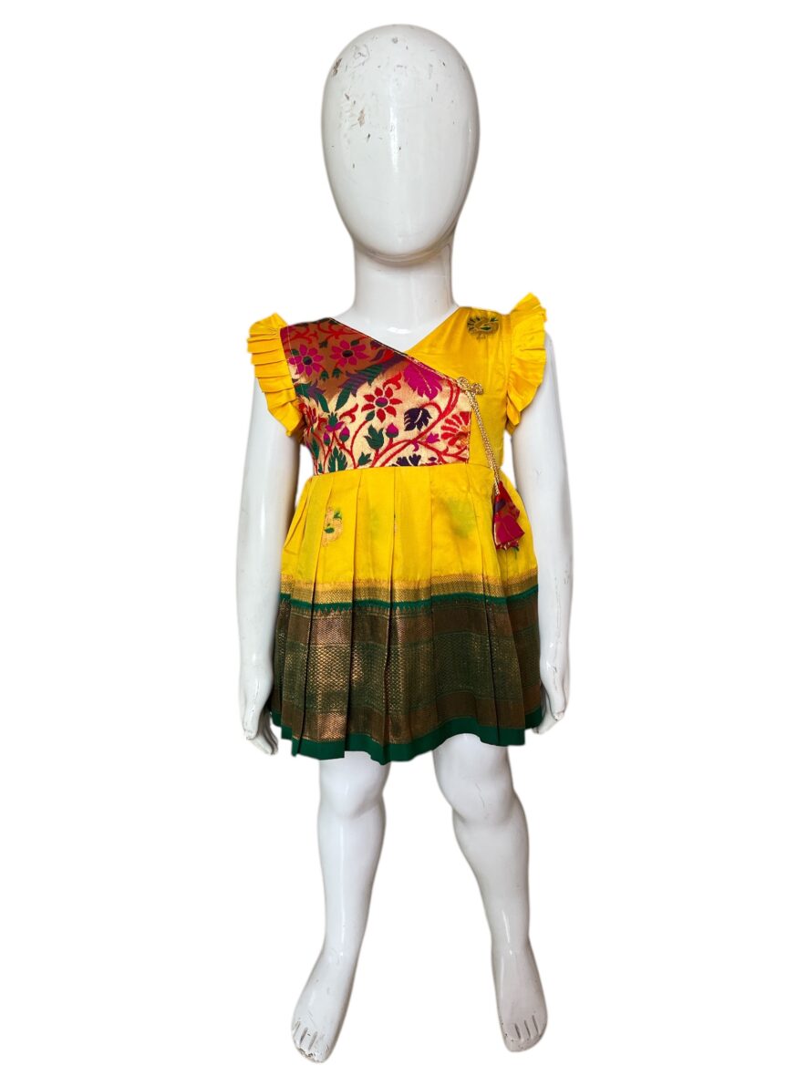 Vibrant Yellow Ethnic Dress for Girls Traditional Festive Wear