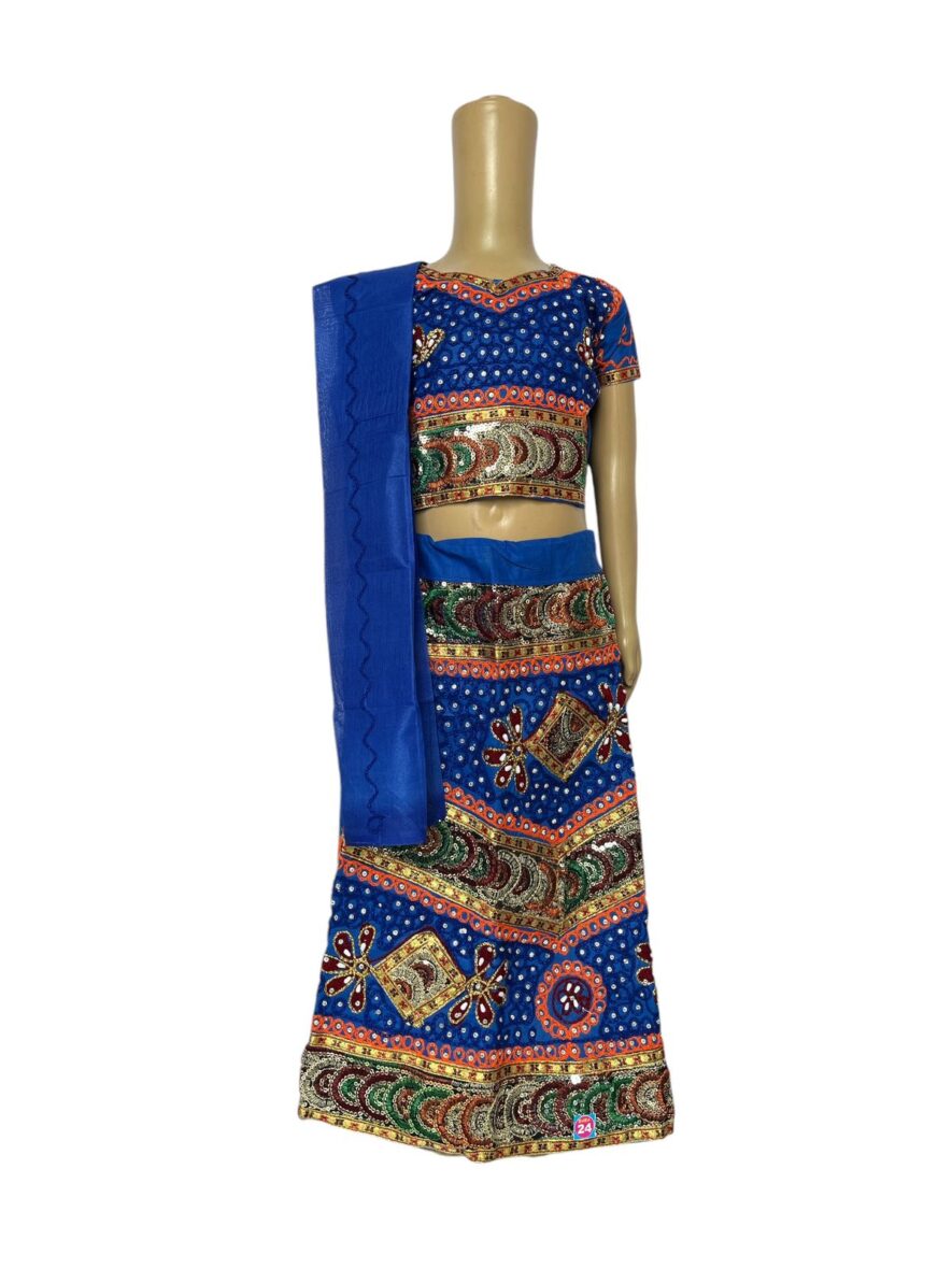 Elegant Blue Navratri festive – Garba Dress with Mirror Work and Dupatta