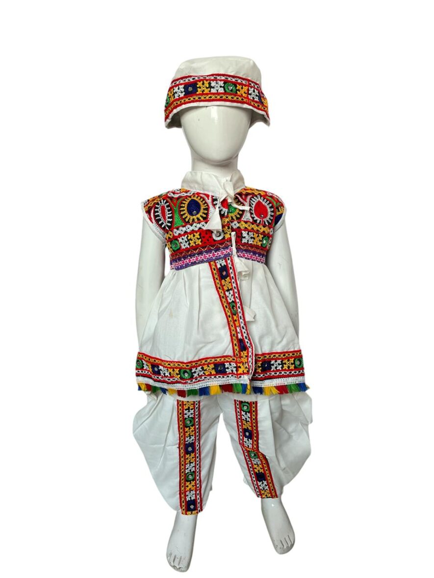 Boys Traditional Gujarati Garba Dress in Classic White