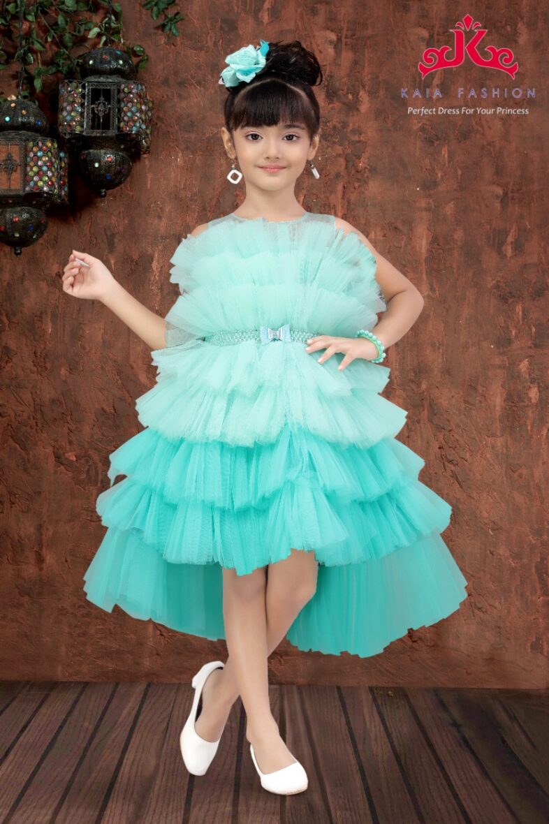 Enchanting Aqua Blue Layered Tulle Dress for Girls