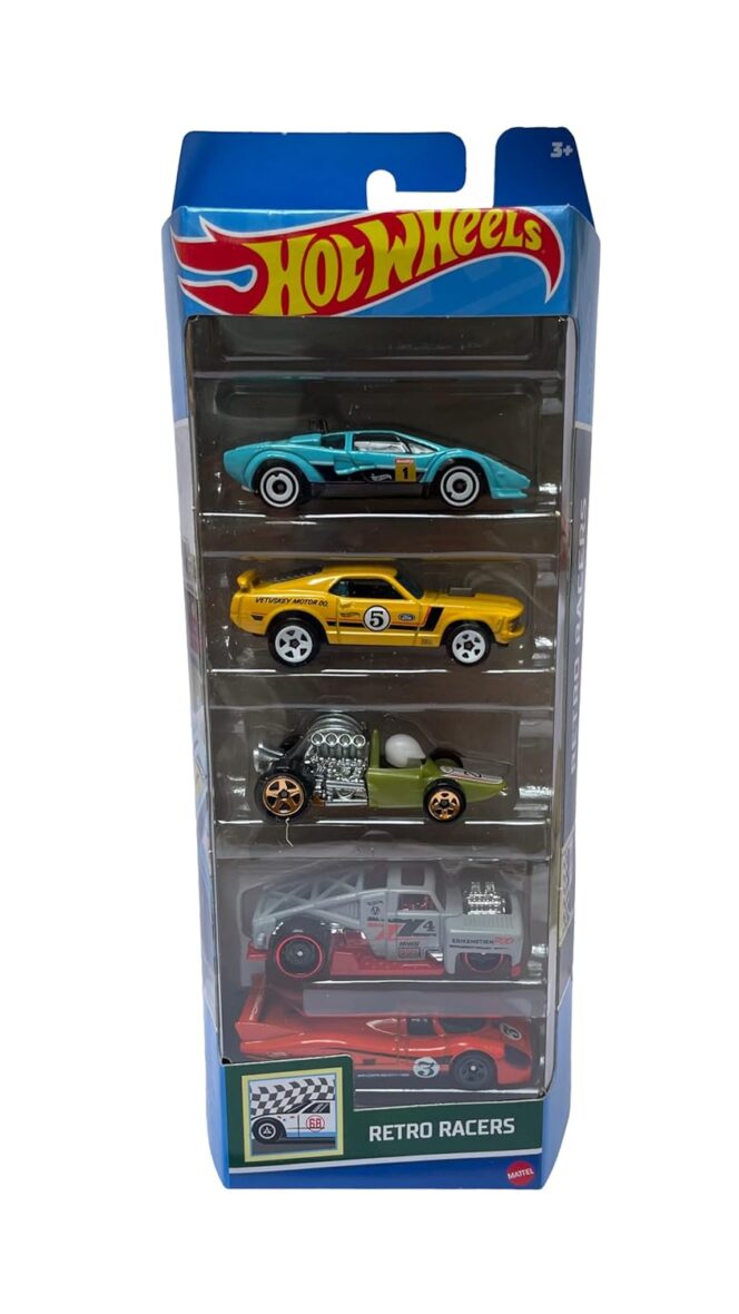 Hot Wheels Retro Racers 5Pack – Iconic Cars for Collectors and Kids