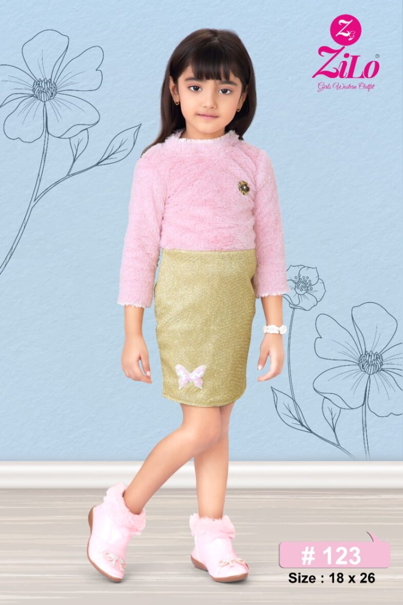 Adorable Pink and Gold Girls’ Fur Midi  Zilo Collection