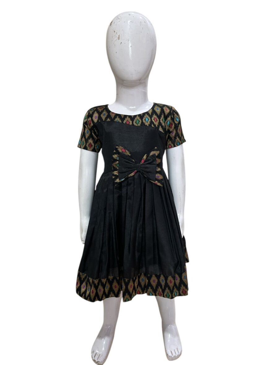 Elegant Black Party Wear Frock with Bow Accent