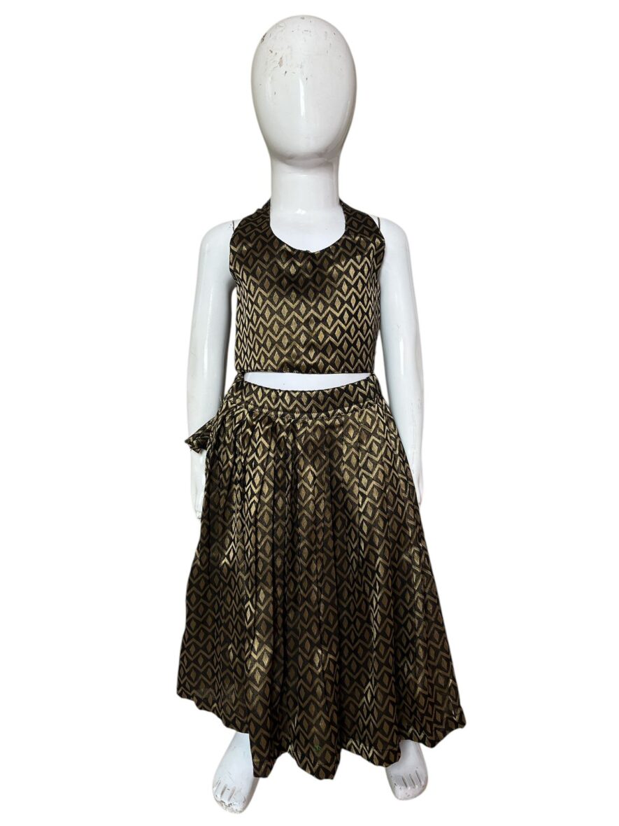 Elegant Black and Gold Festive Lehenga Choli for Girls