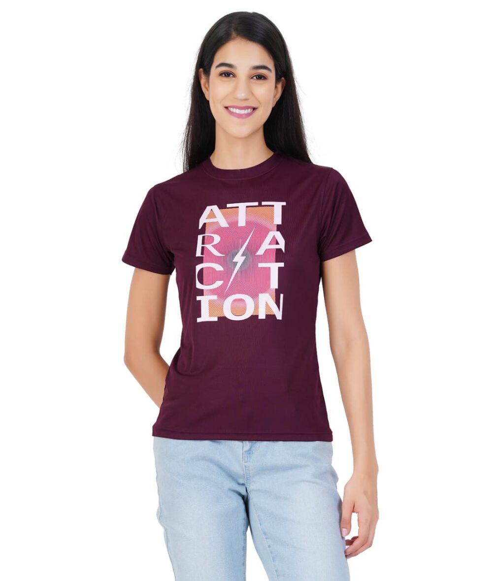 Trendy Maroon Graphic T-Shirt for Women