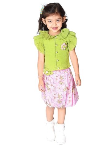 30002G-Skirt Top-Green White